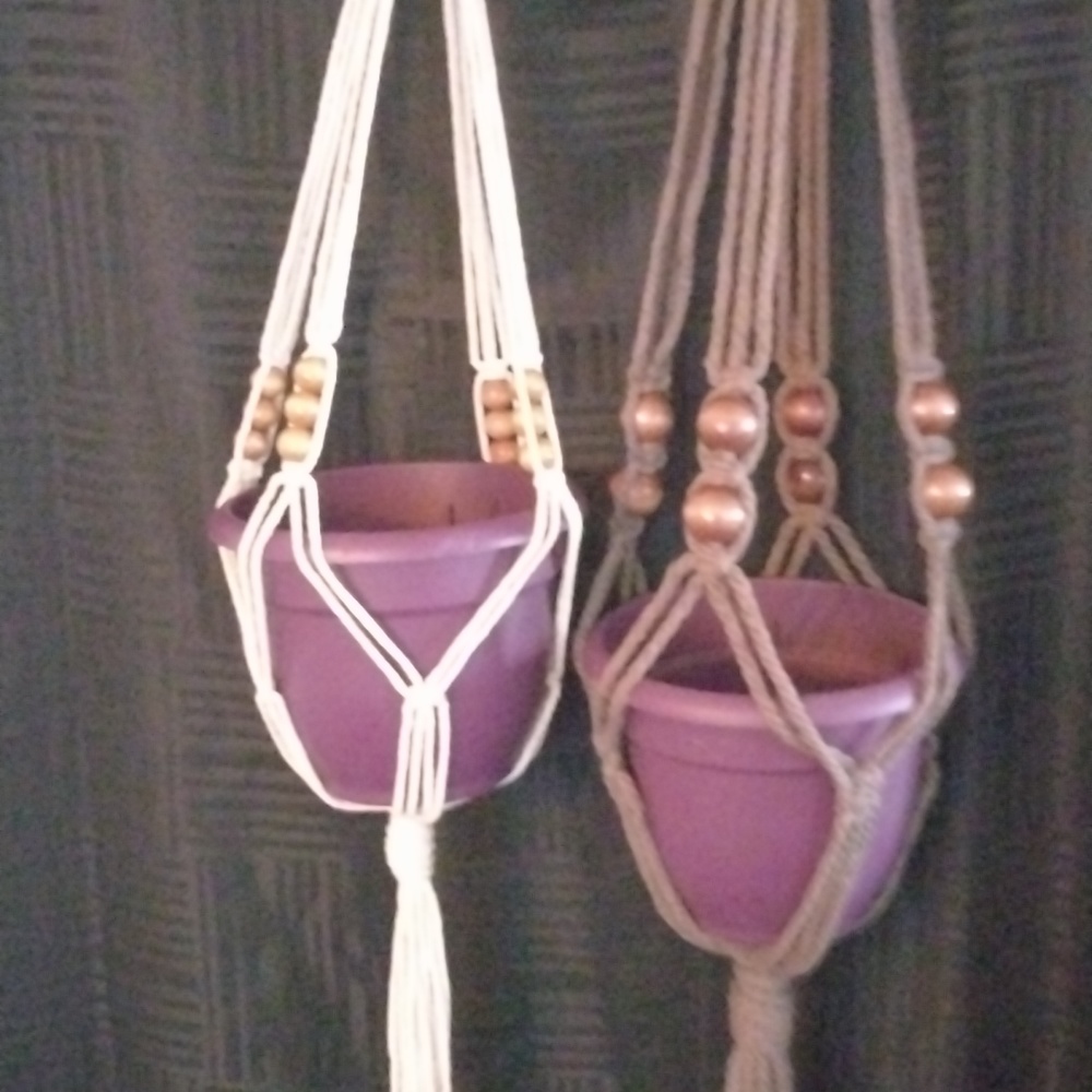 🧘  #133 macrame plant hanger. #126 macrame plant hanger.